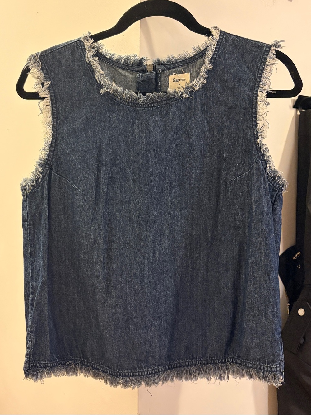 GAP 100% Cotton Frayed Edge Denim Tank Top - Blue